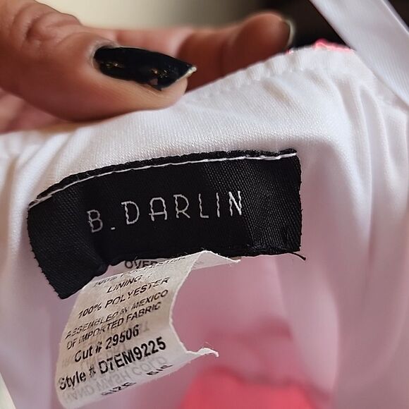 Hot Pink B. DARLIN Shear & Lacy Short Dress - Picture 9 of 10